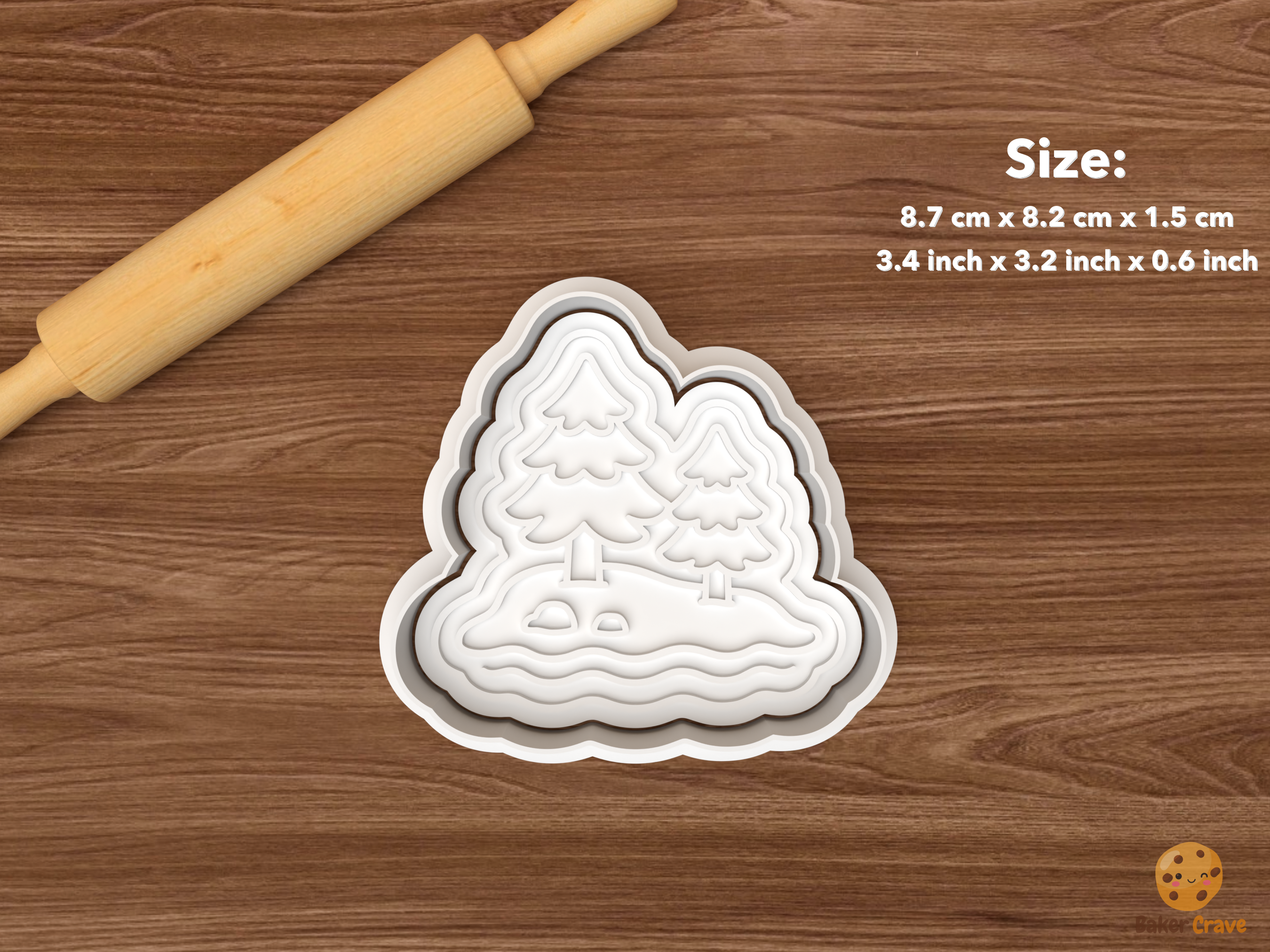Cabin Camping Cookie Cutter Set STL File - single pine forest