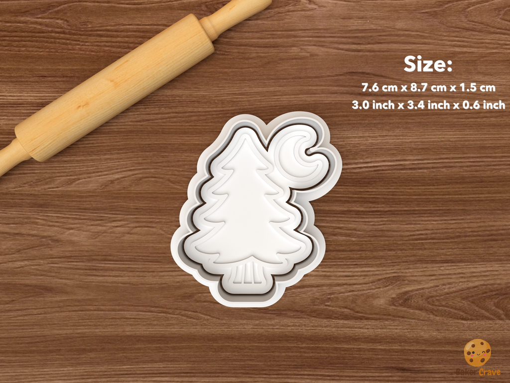 Camping Cookie Cutter Set STL File - single pine tree moon