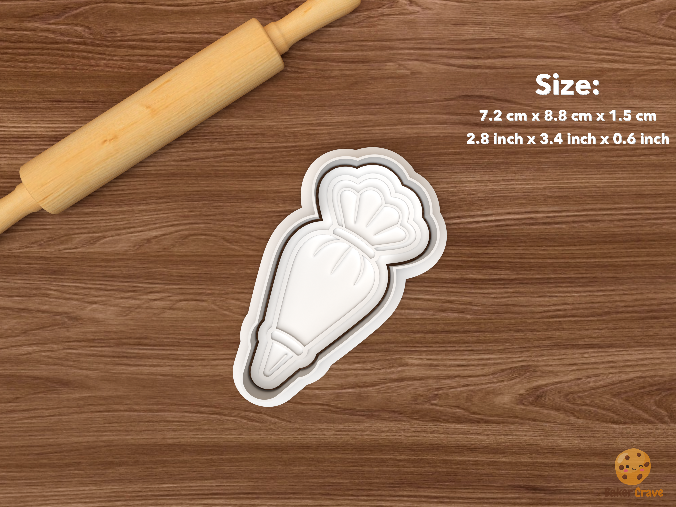 Cookie Decorating Party Cookie Cutter Set STL File - single piping bag