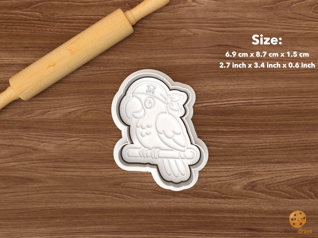 Pirate Adventure Cookie Cutter Set STL File - single pirate parrot