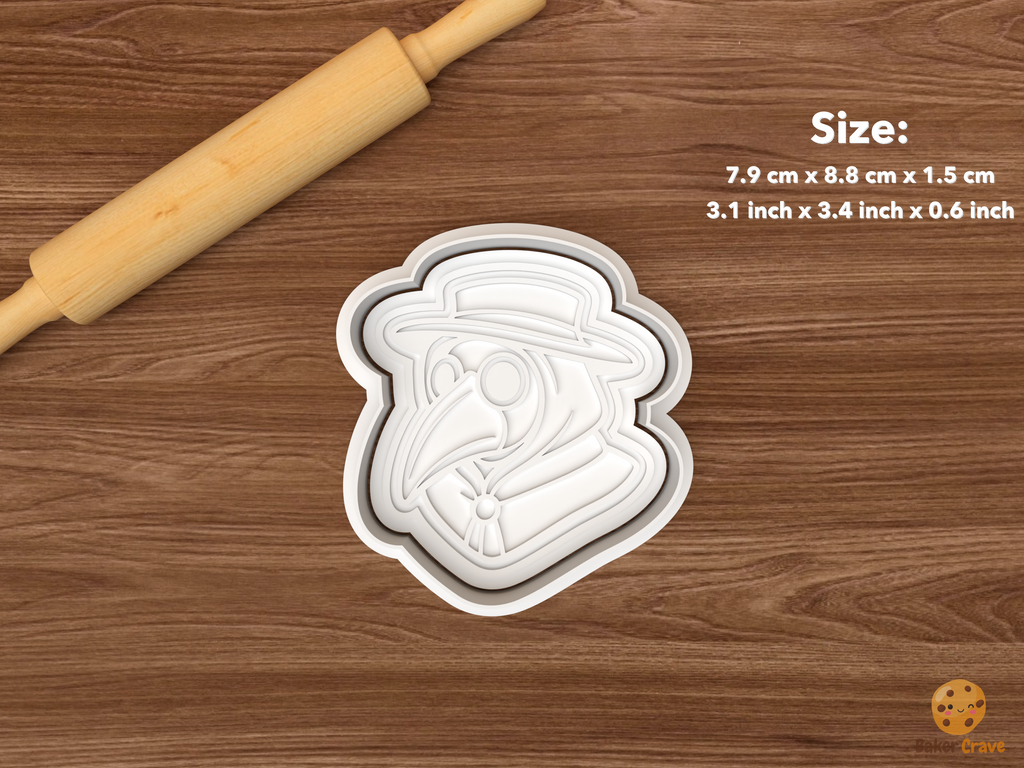 Halloween Plague Doctor Cookie Cutter Set STL File - single plague doctor portrait