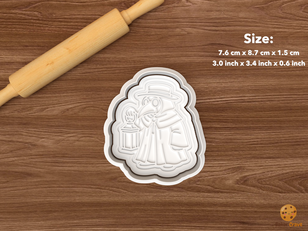 Halloween Plague Doctor Cookie Cutter Set STL File - single plague doctor with lantern