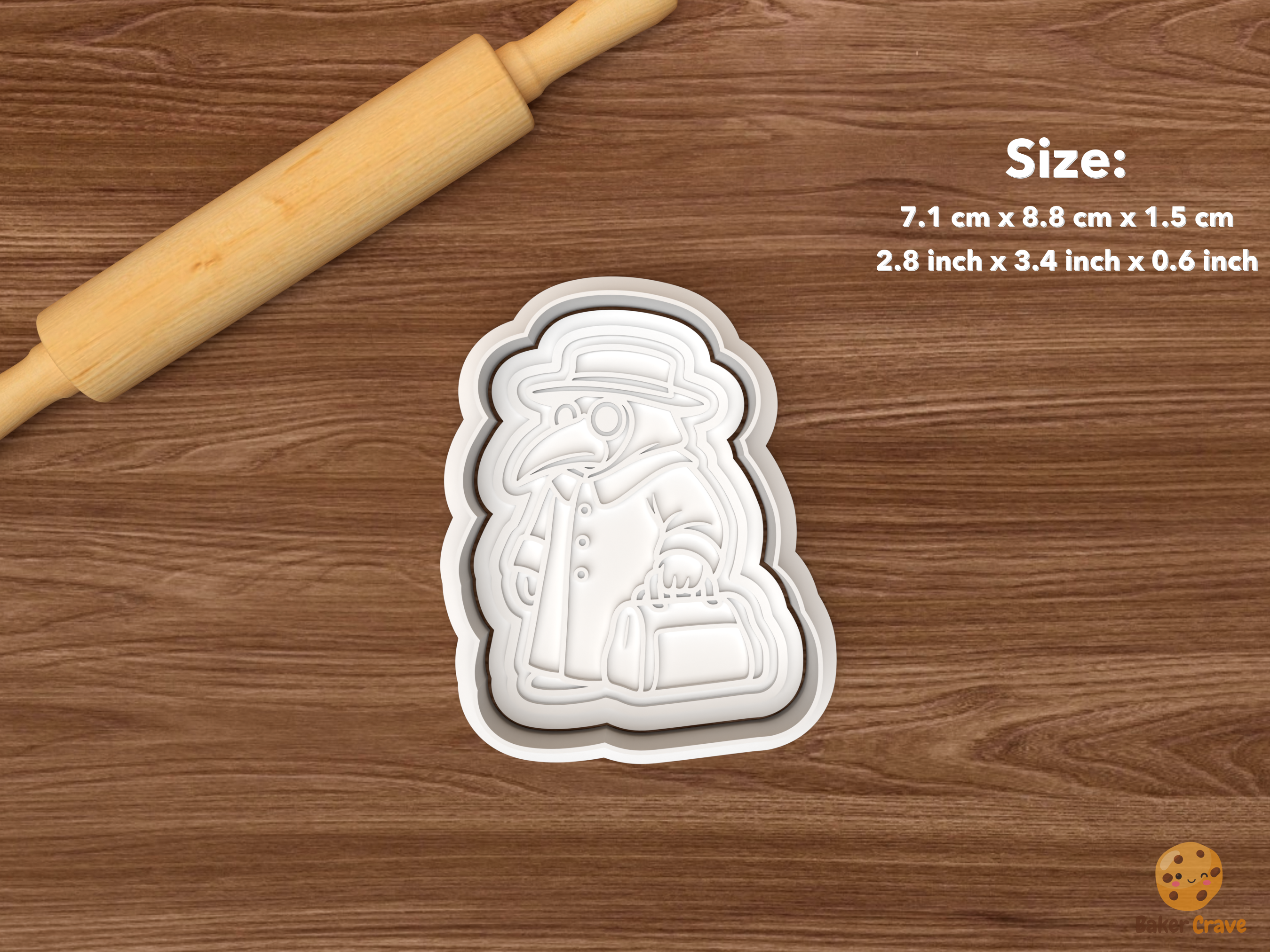 Halloween Plague Doctor Cookie Cutter Set STL File - single plague doctor with medical bag