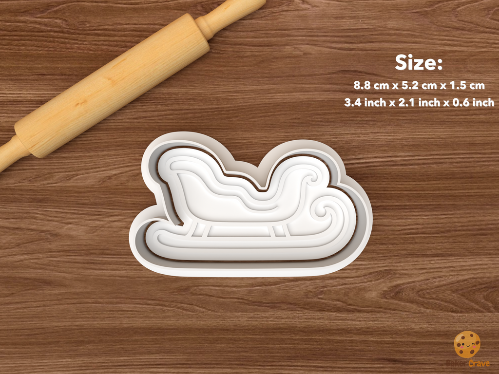 Christmas Sleigh Collection Cookie Cutter Set STL File - single plain open sleigh
