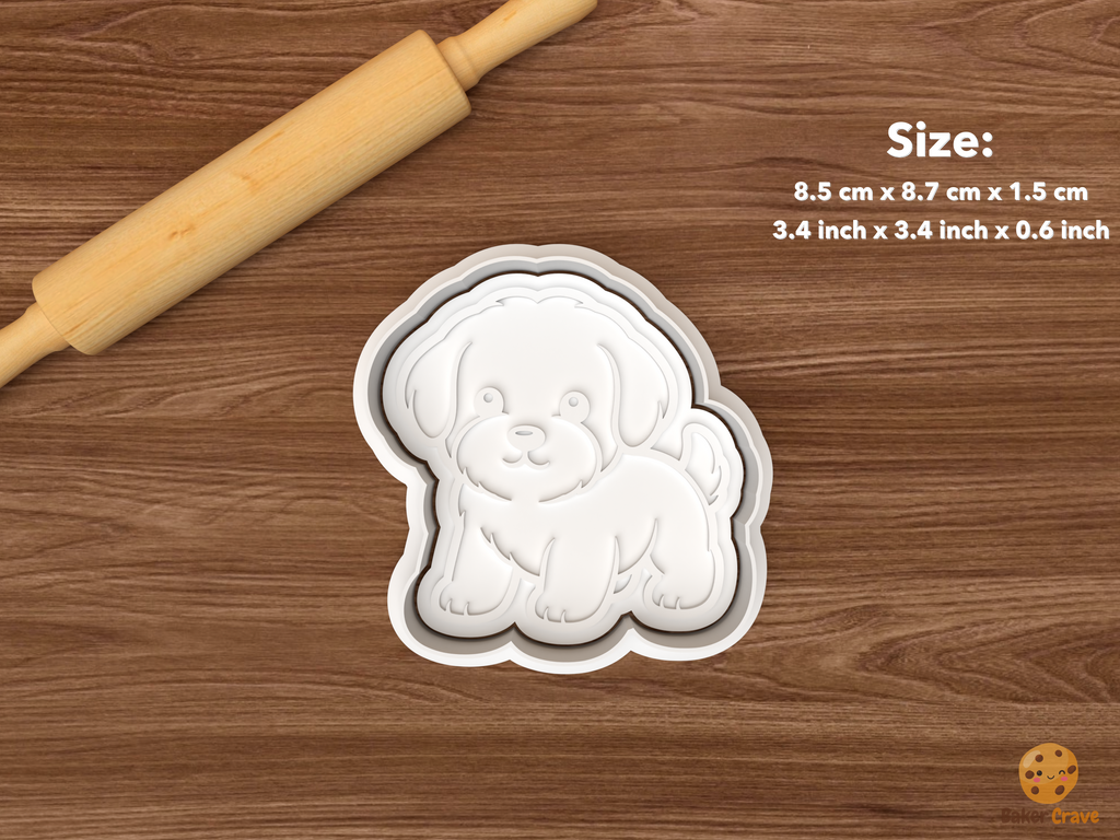 Maltese Dog Cookie Cutter Set STL File - single playful maltese puppy