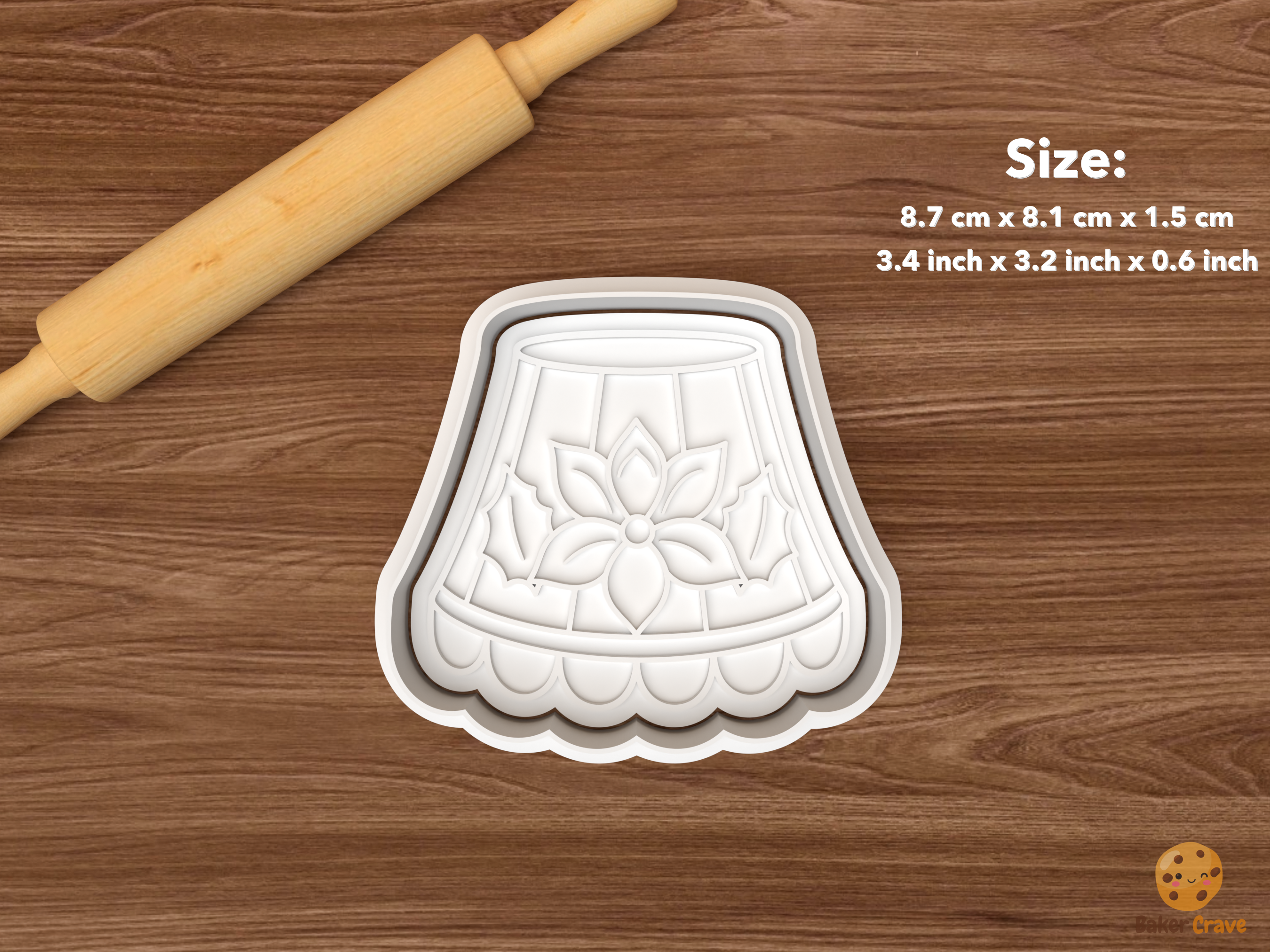 Grandmillennial Christmas Cookie Cutter Set STL File - single poinsettia lampshade