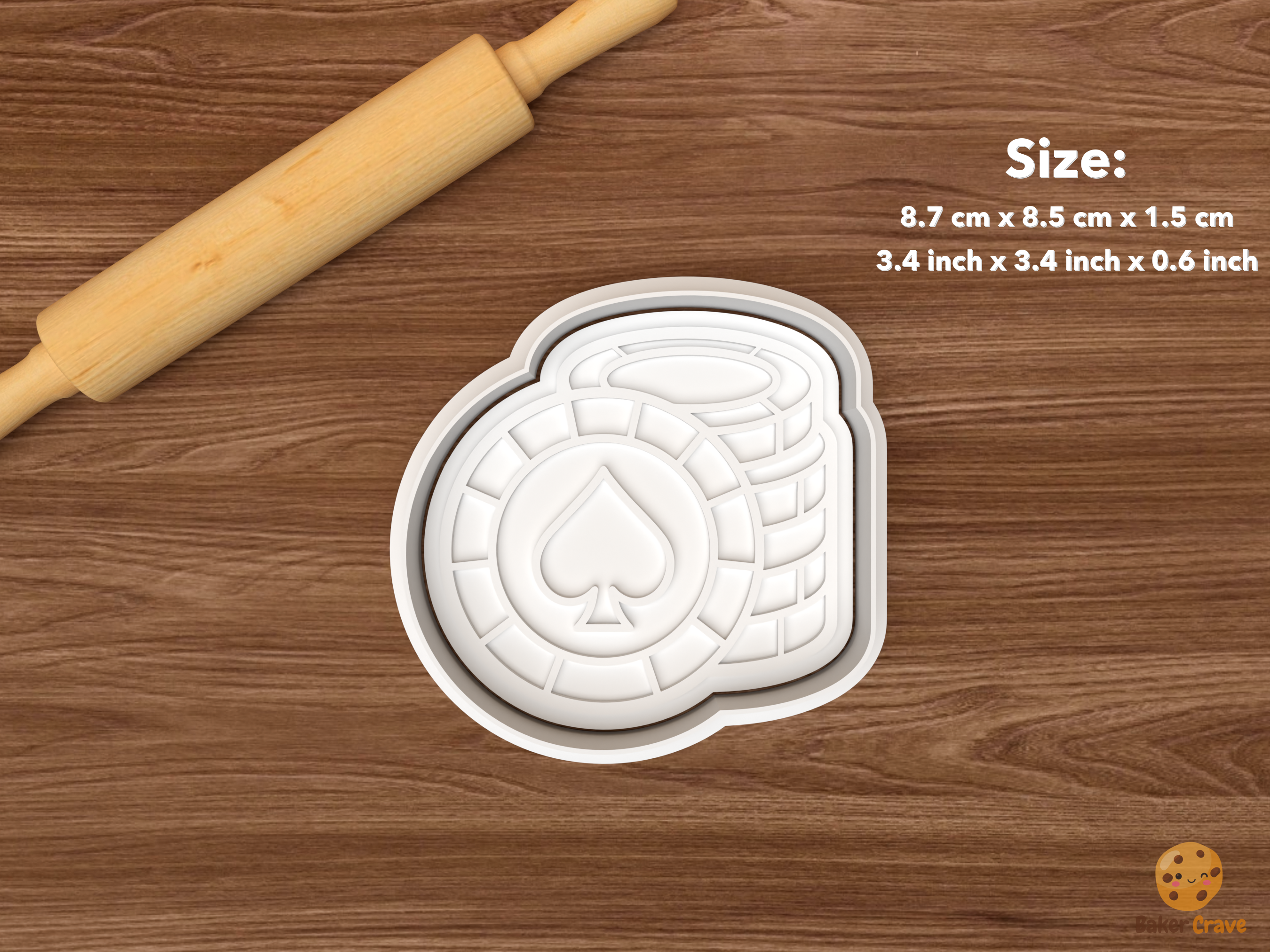 Casino Poker Cookie Cutter Set STL File - single poker chip stack