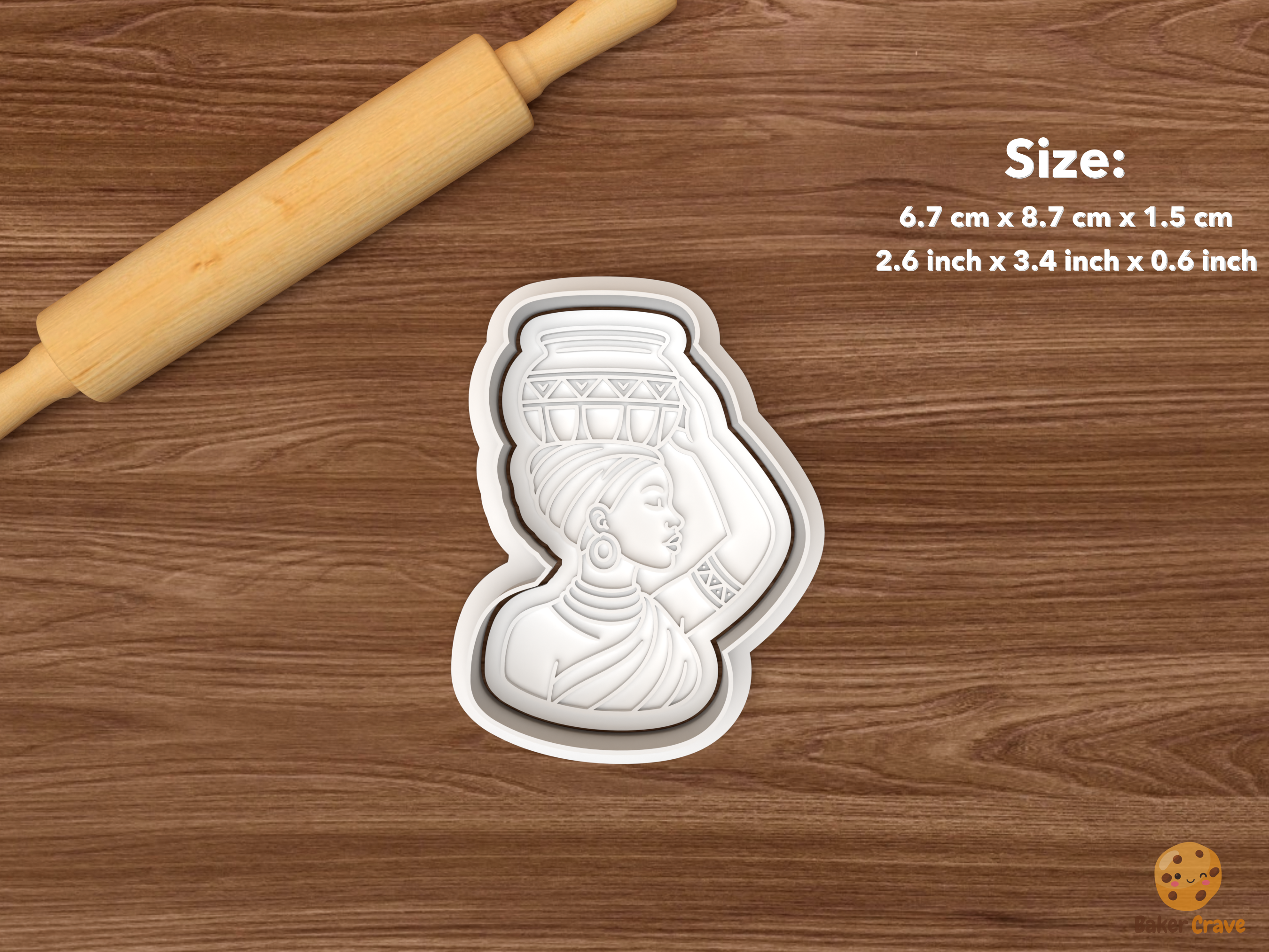 African Woman Cookie Cutter Set STL File - single pot carrier woman
