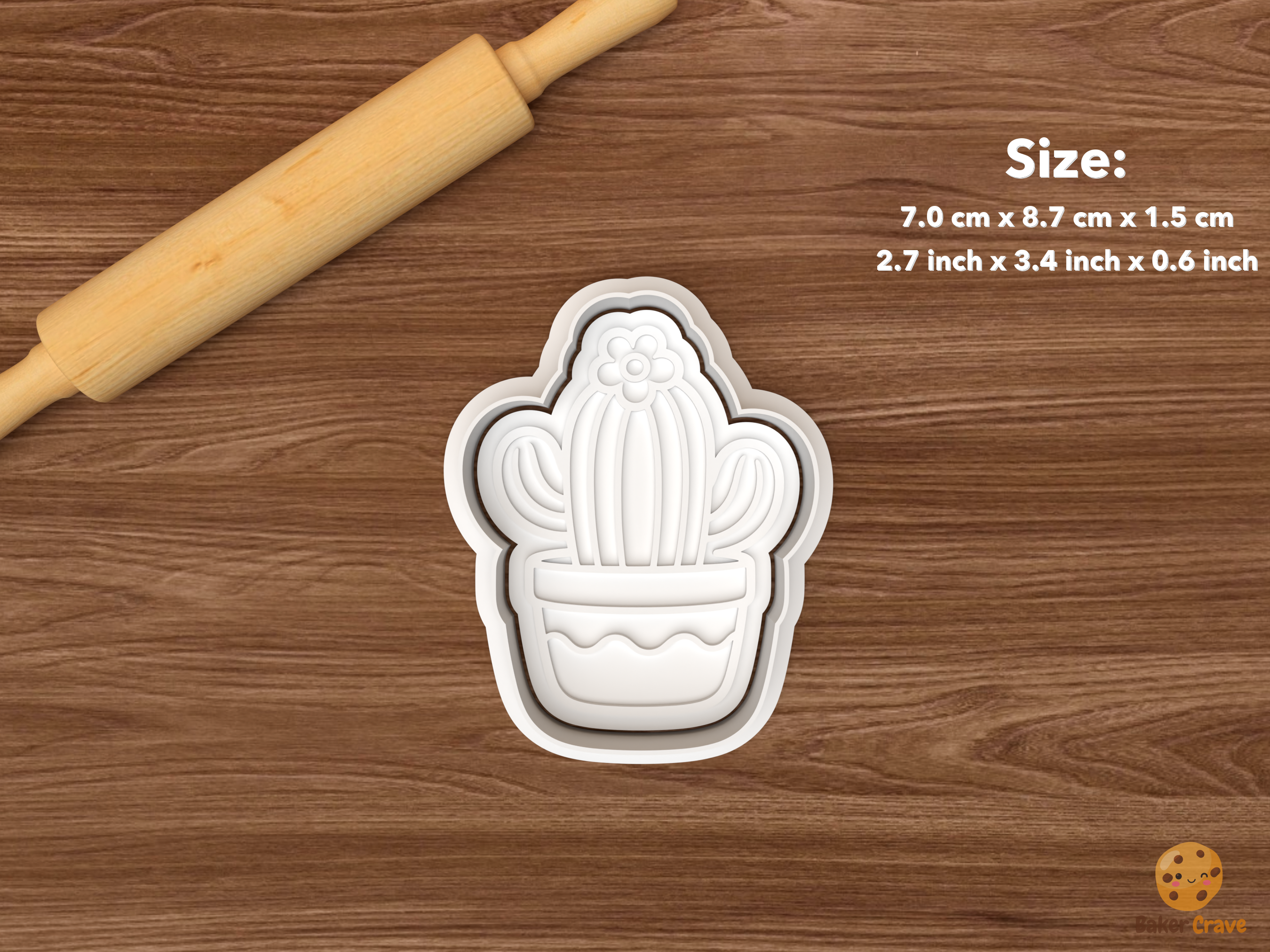 Houseplant Cookie Cutter Set STL File - single potted cactus