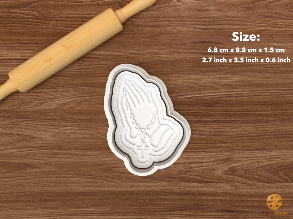 Holy Mary Religious Cookie Cutter Set STL File - single praying hands with rosary