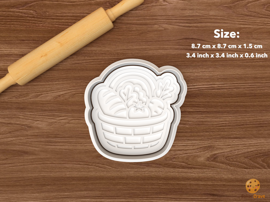 Farm to Table Cookie Cutter Set STL File - single produce basket