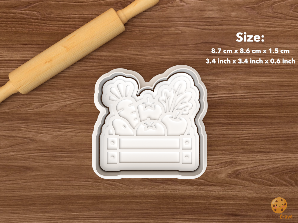 Farm to Table Cookie Cutter Set STL File - single produce crate