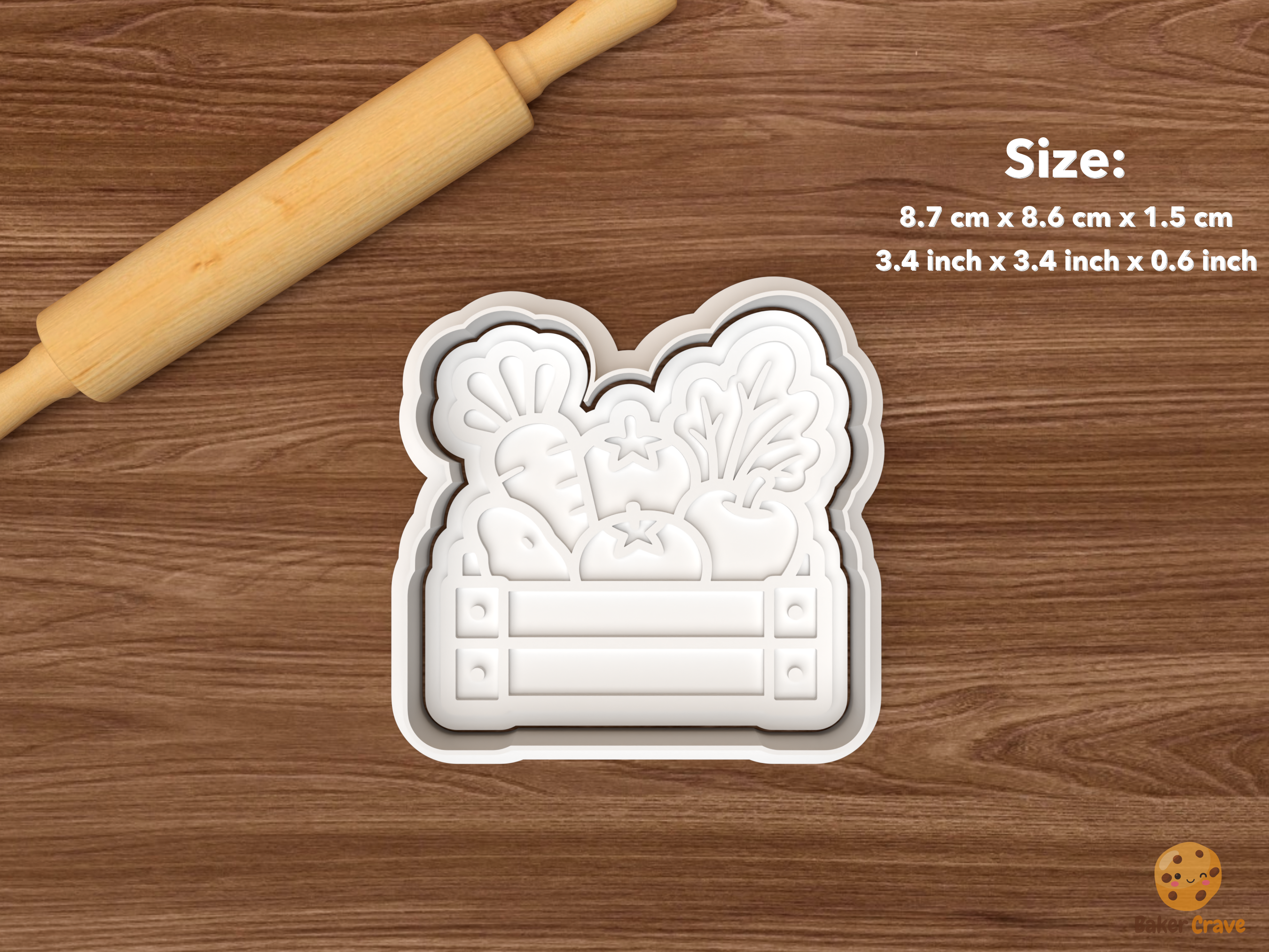 Farm to Table Cookie Cutter Set STL File - single produce crate