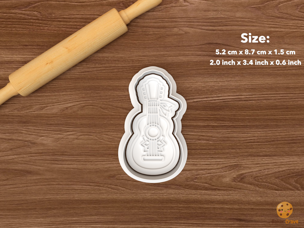 Puerto Rican Parranda Christmas Cookie Cutter Set STL File - single puerto rican cuatro guitar