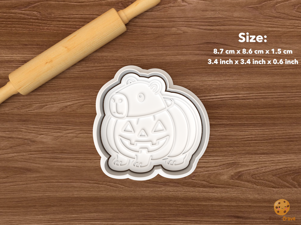Halloween Capybara Cookie Cutter Set STL File - single pumpkin capybara