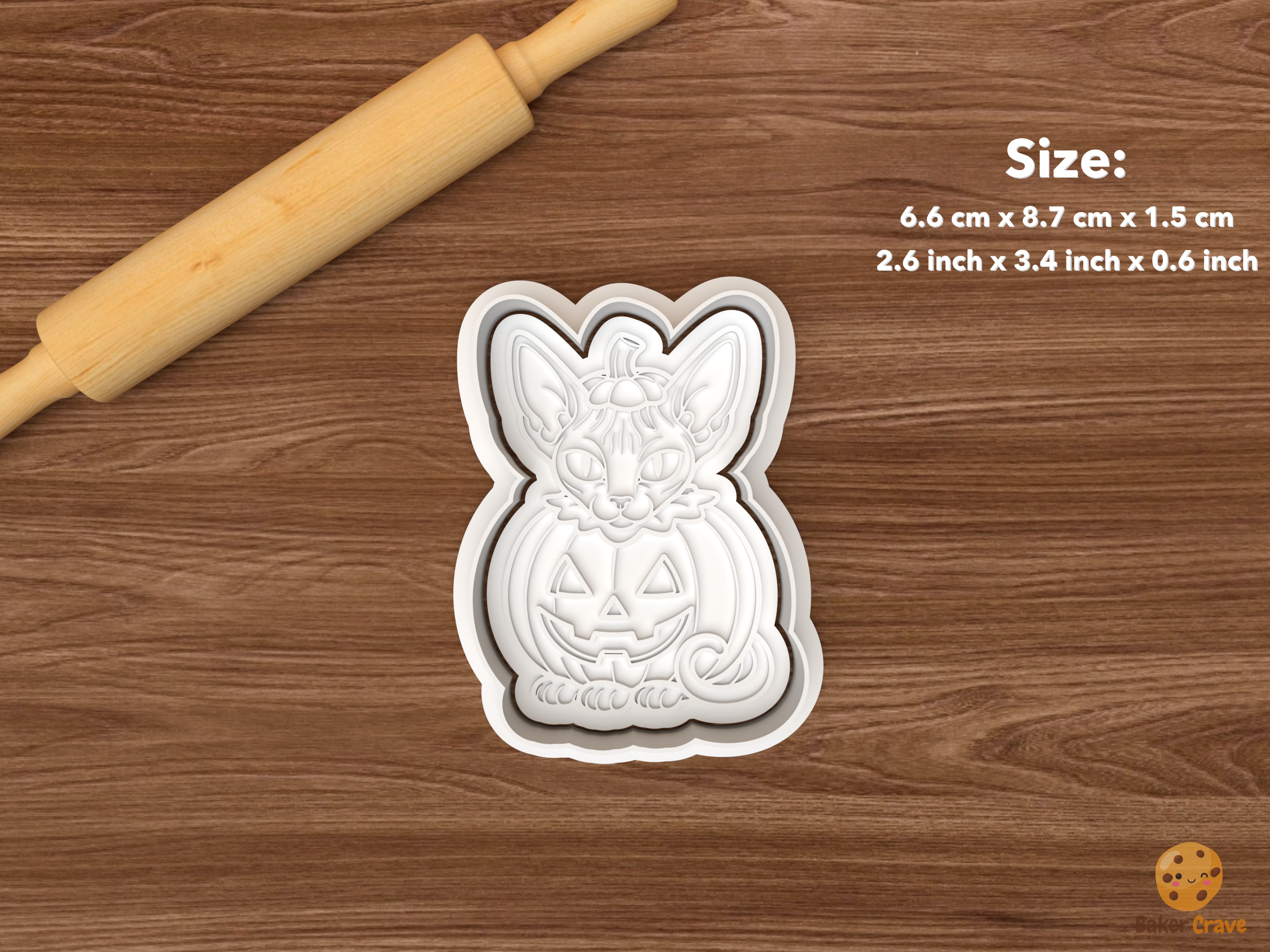 Halloween Sphynx Cat Cookie Cutter Set STL File - single pumpkin halloween sphynx cat