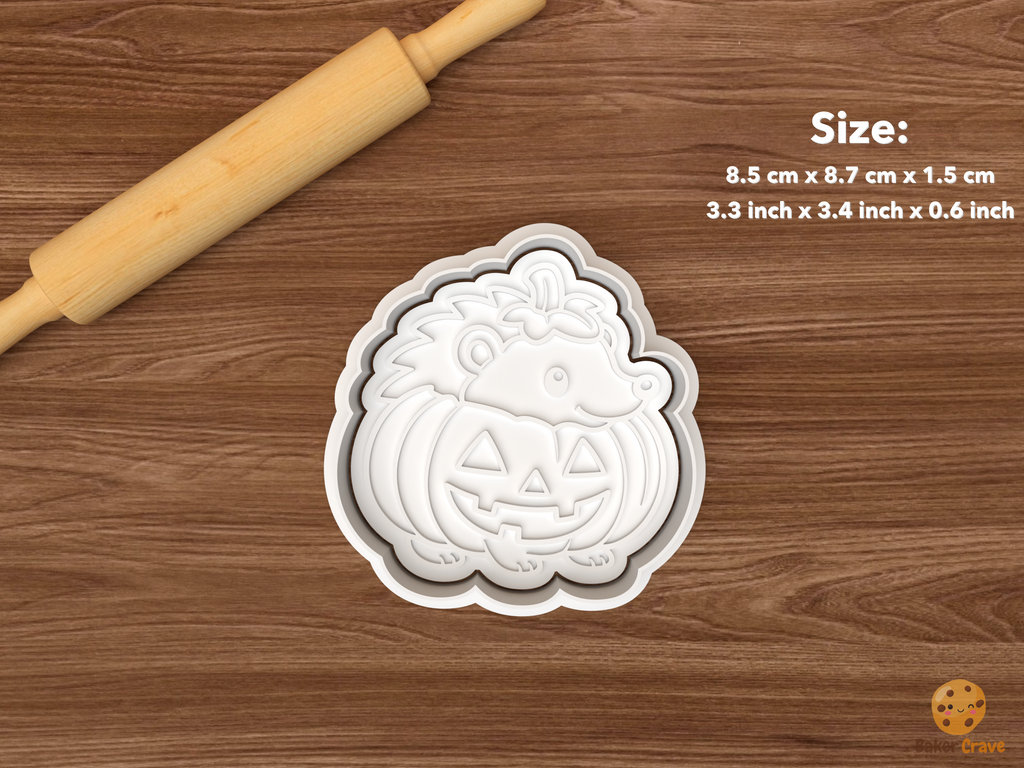 Halloween Hedgehog Cookie Cutter Set STL File - single pumpkin hedgehog