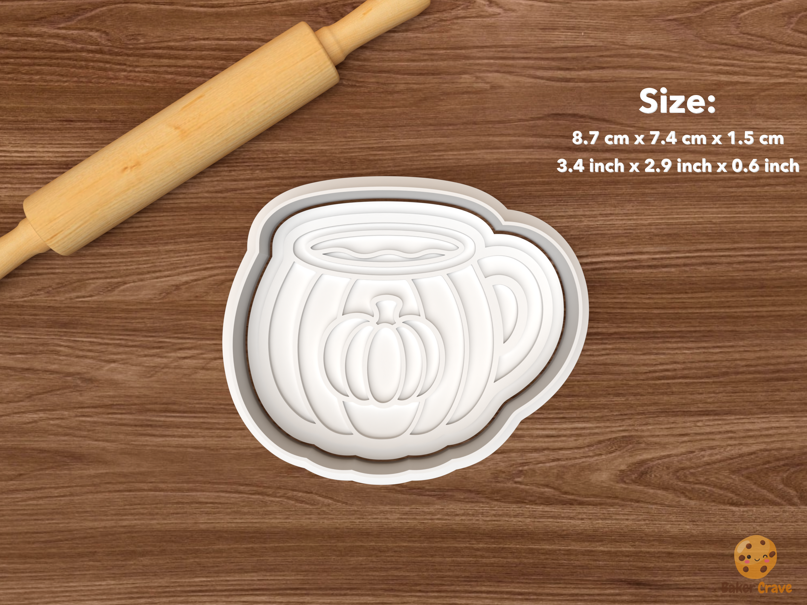 Pumpkin Spice Treats Cookie Cutter Set STL File - single pumpkin mug