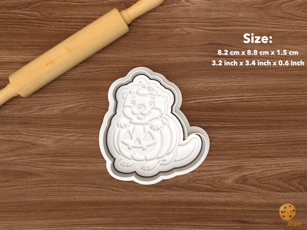 Halloween Otter Cookie Cutter Set STL File - single pumpkin otter