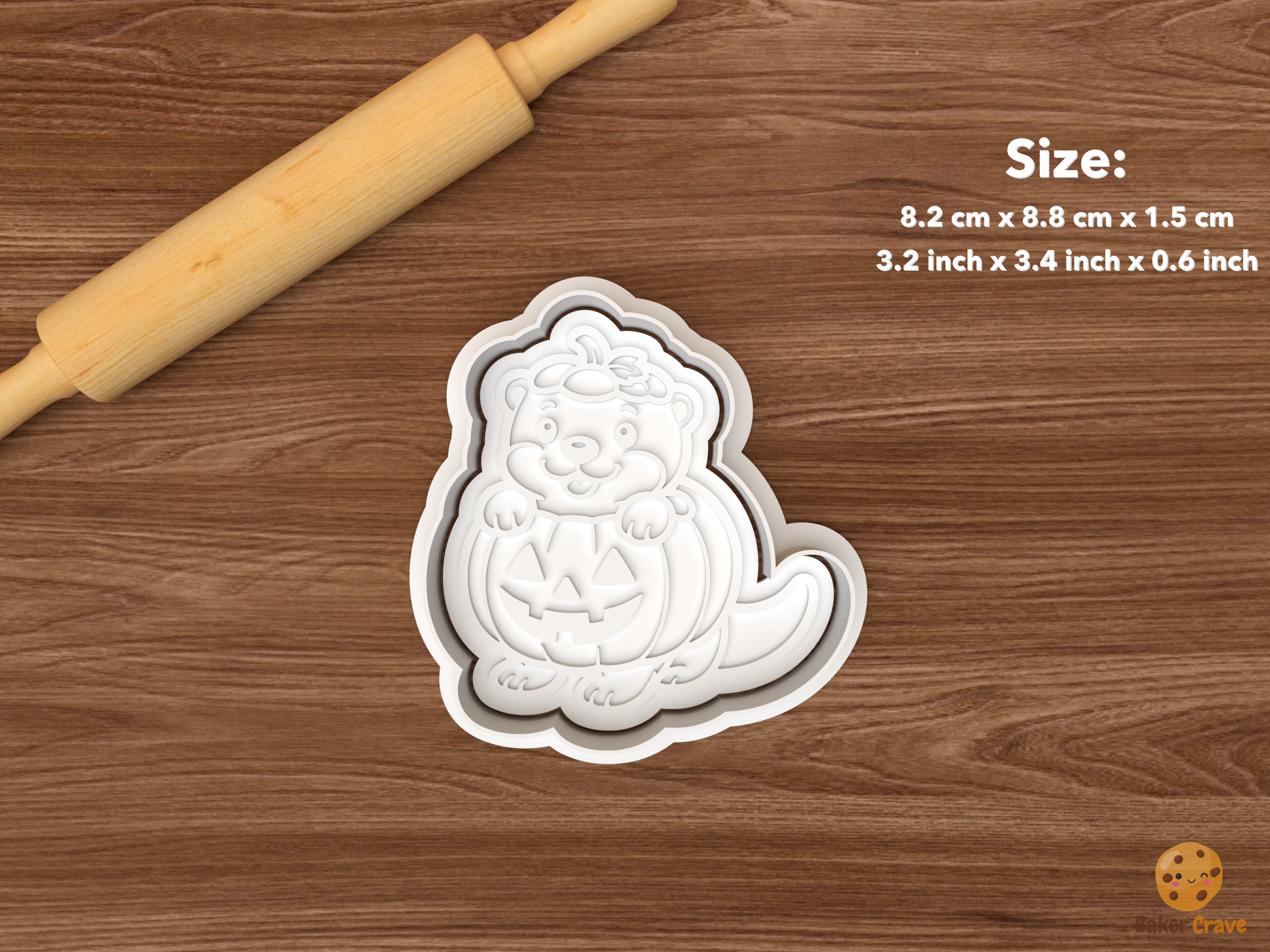Halloween Otter Cookie Cutter Set STL File - single pumpkin otter