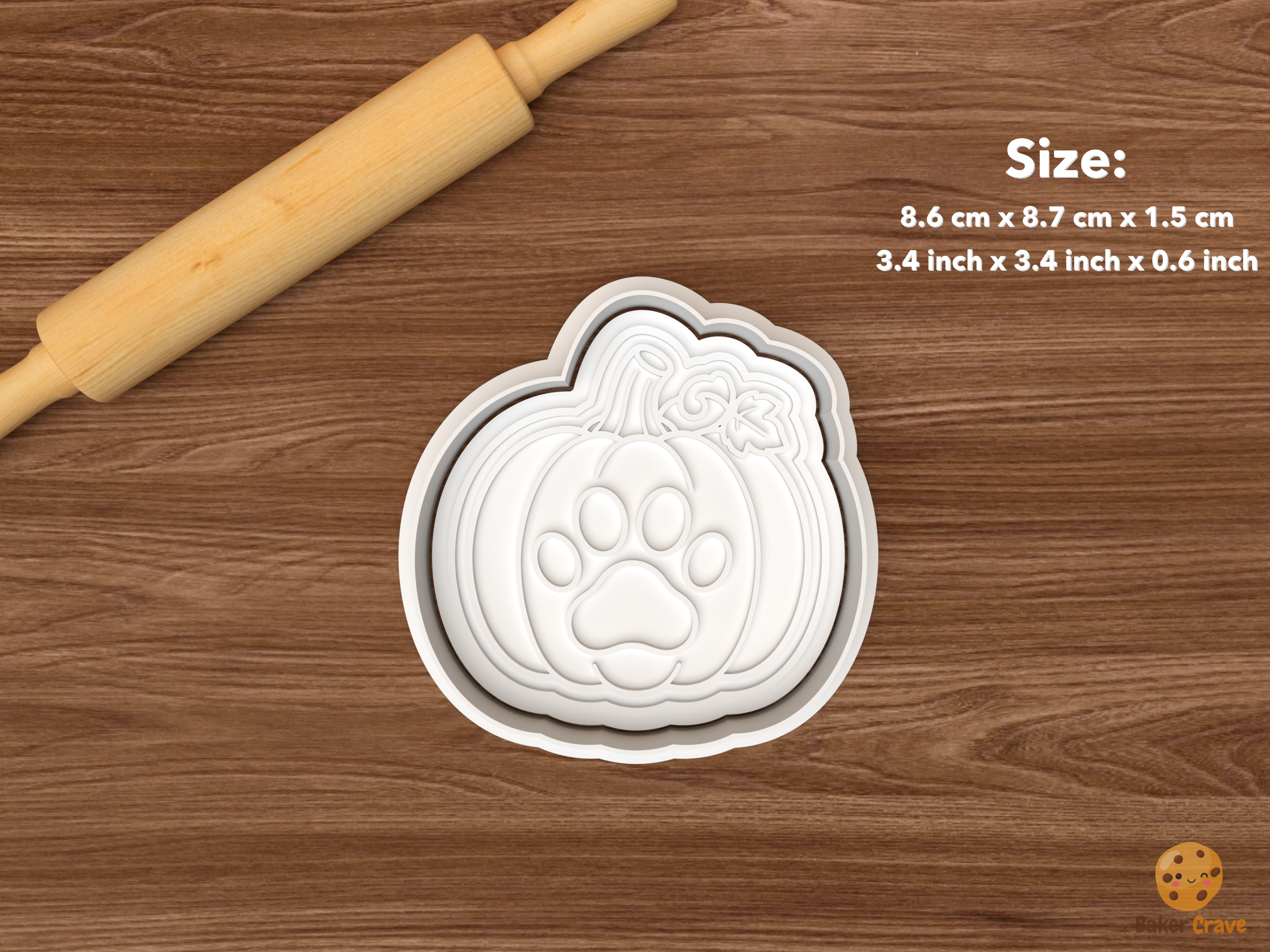 Spooky Cat Café Cookie Cutter Set STL File - single pumpkin paw print
