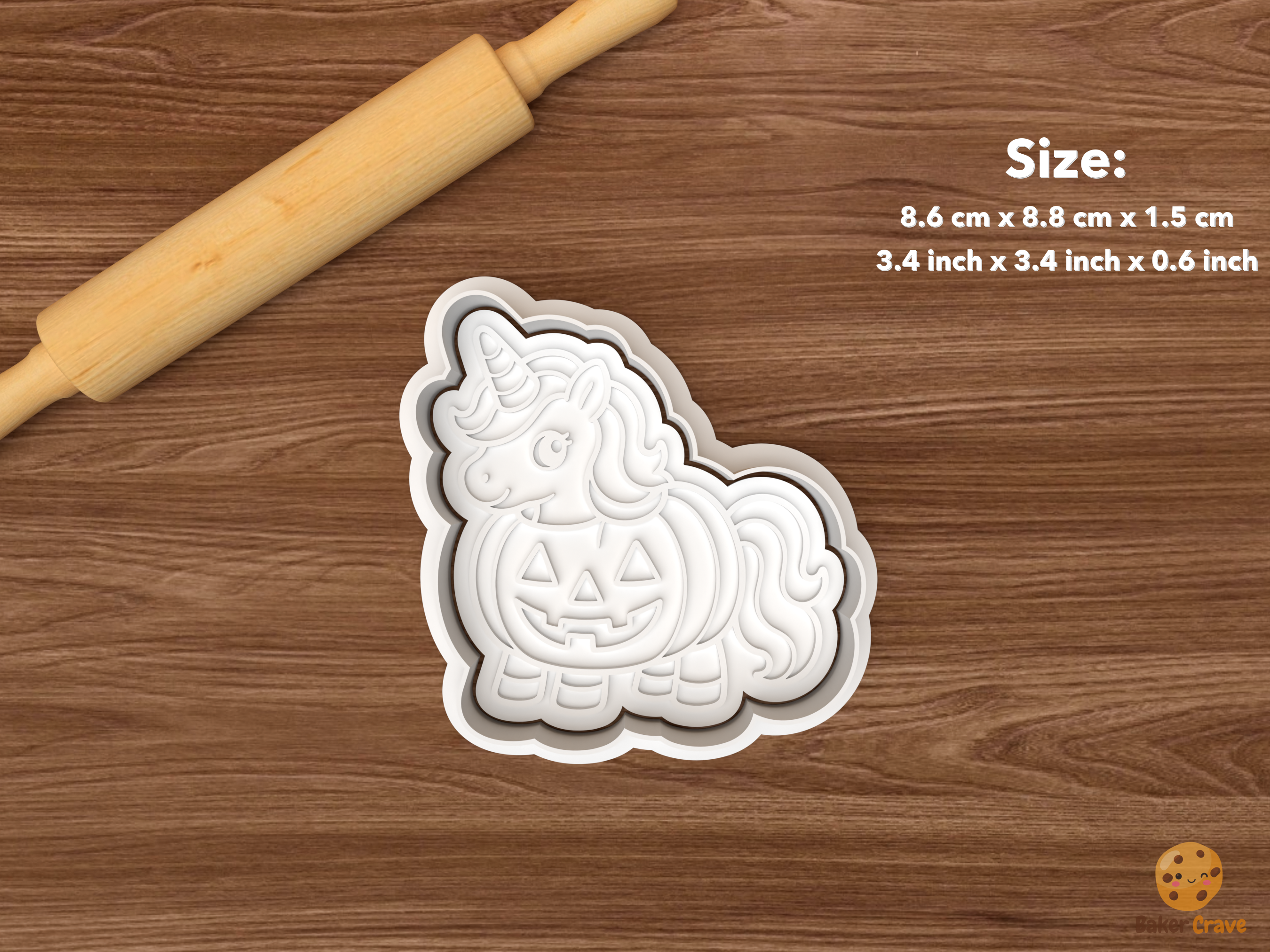Halloween Unicorn Cookie Cutter Set STL File - single pumpkin unicorn
