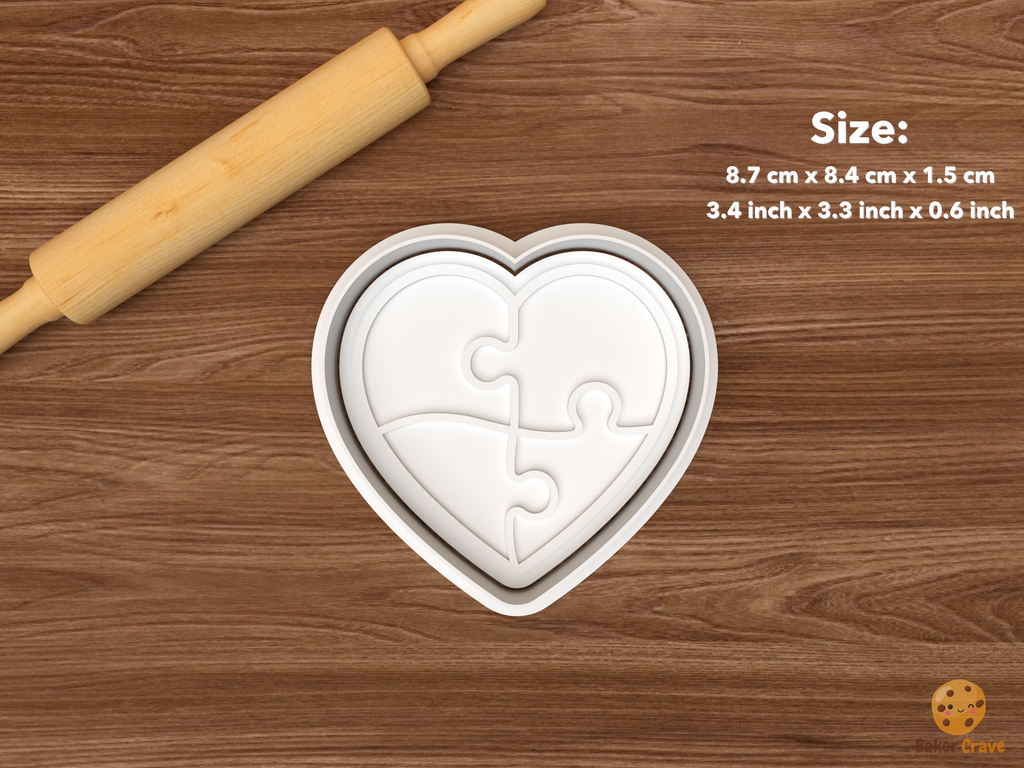Puzzle Party Cookie Cutter Set STL File - single puzzle heart