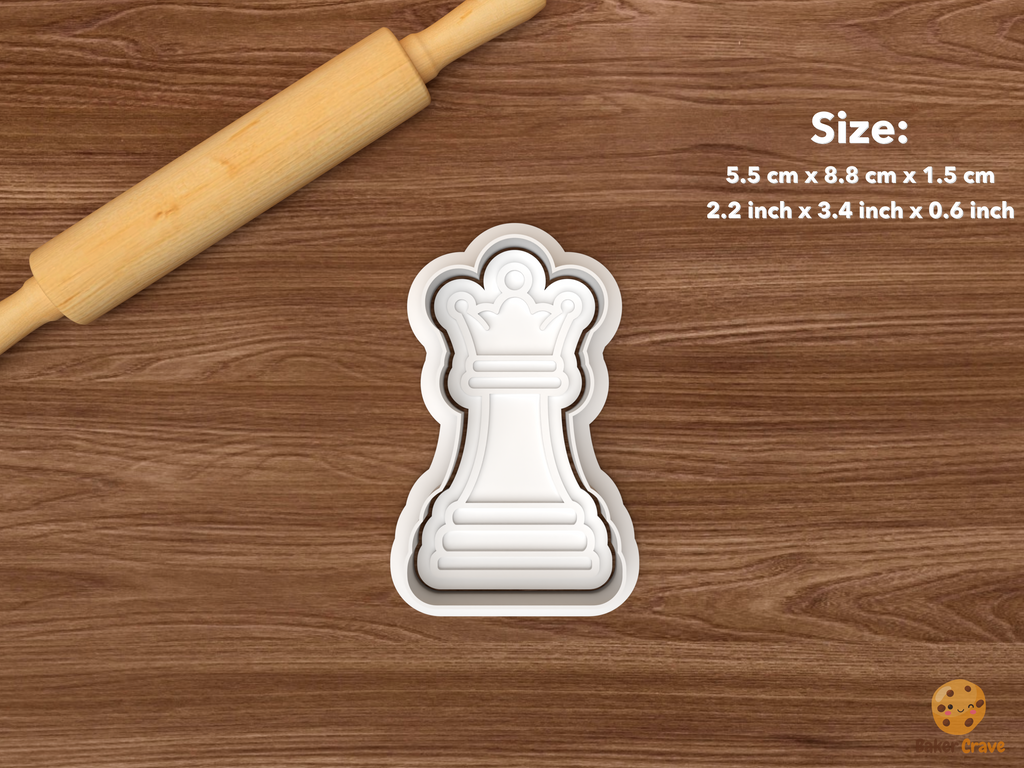 Chess Club Cookie Cutter Set STL File - single queen chess piece