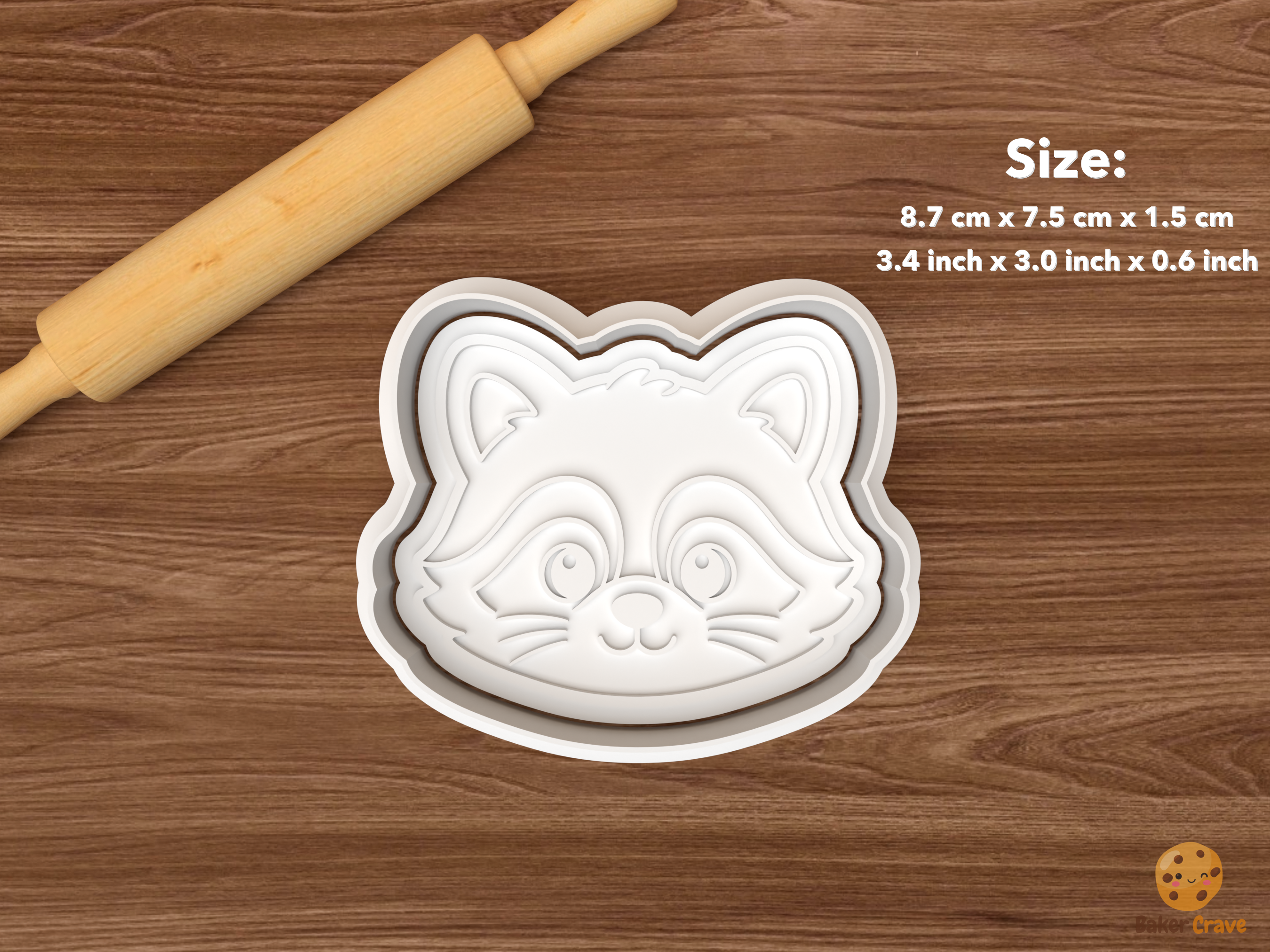 Raccoon Cookie Cutter Set STL File - single raccoon face