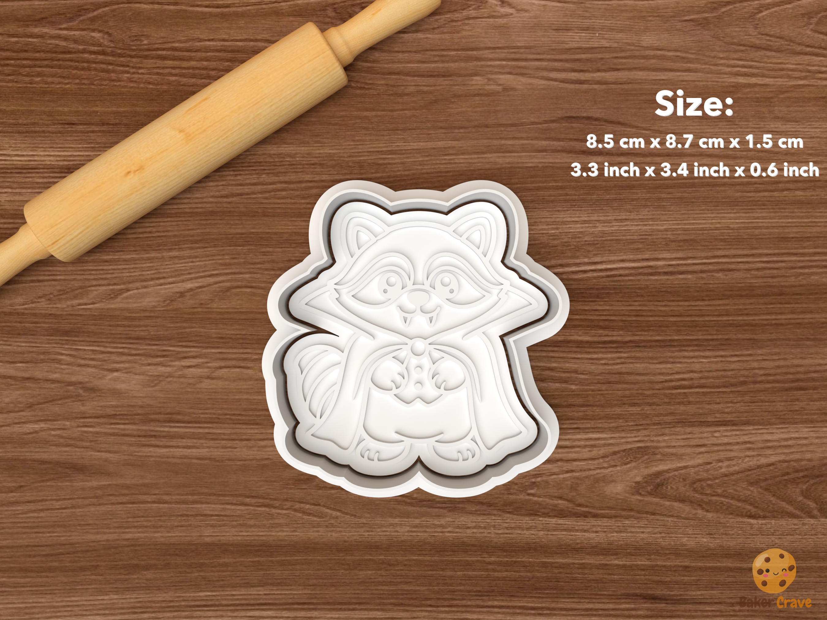 Halloween Raccoon Cookie Cutter Set STL File - single raccoon vampire cape
