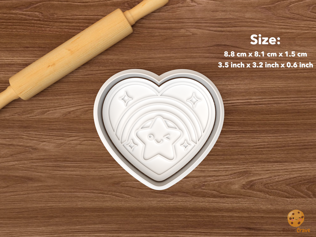 Kawaii Rainbow Cookie Cutter Set STL File - single rainbow heart