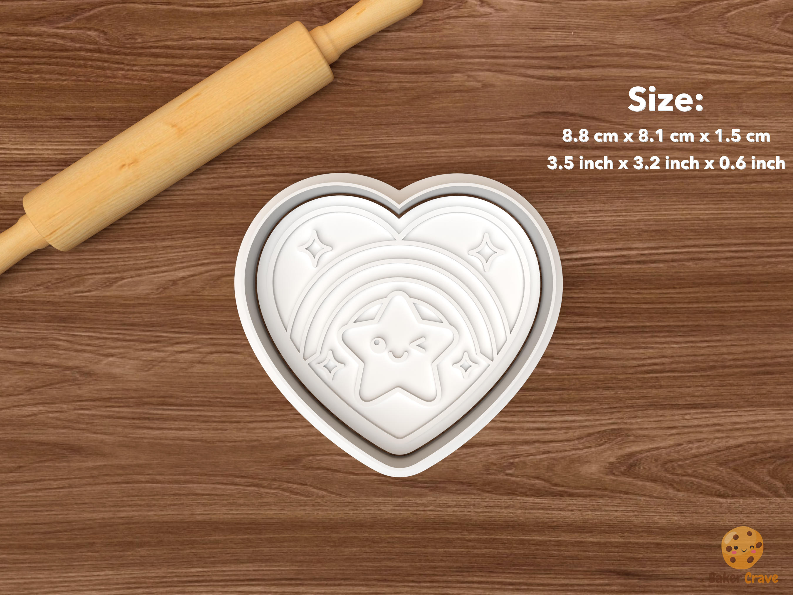 Kawaii Rainbow Cookie Cutter Set STL File - single rainbow heart
