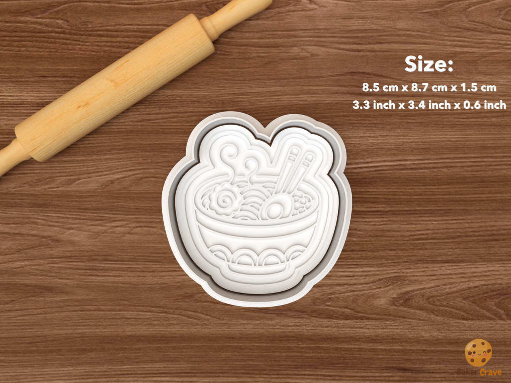 Kawaii Anime Cookie Cutter Set STL File - single ramen noodle bowl