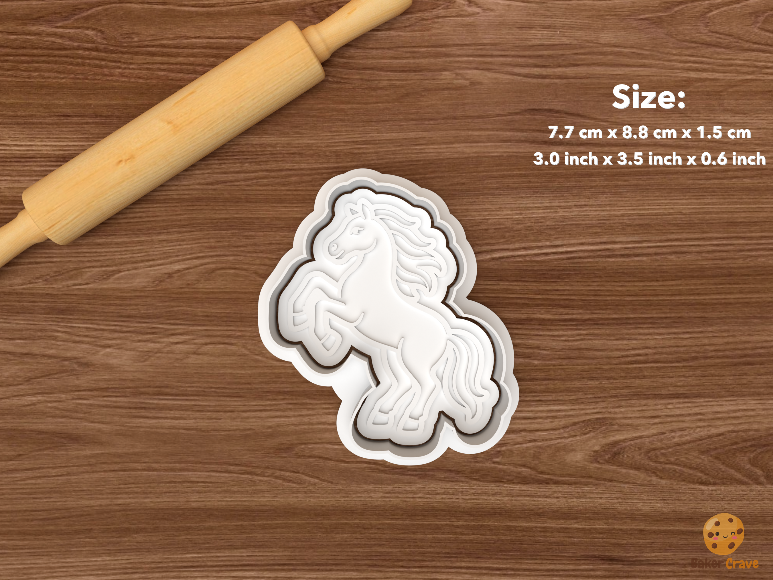 Horse Cookie Cutter Set STL File - single rearing horse