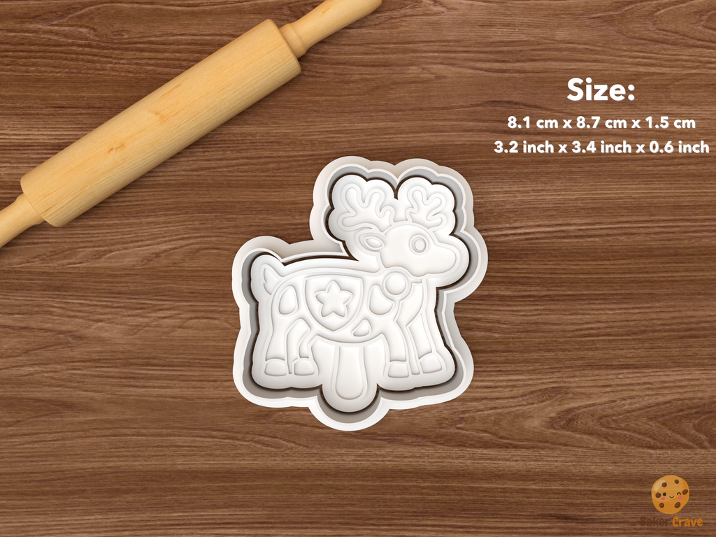 Christmas Shadow Puppet Show Cookie Cutter Set STL File - single reindeer puppet