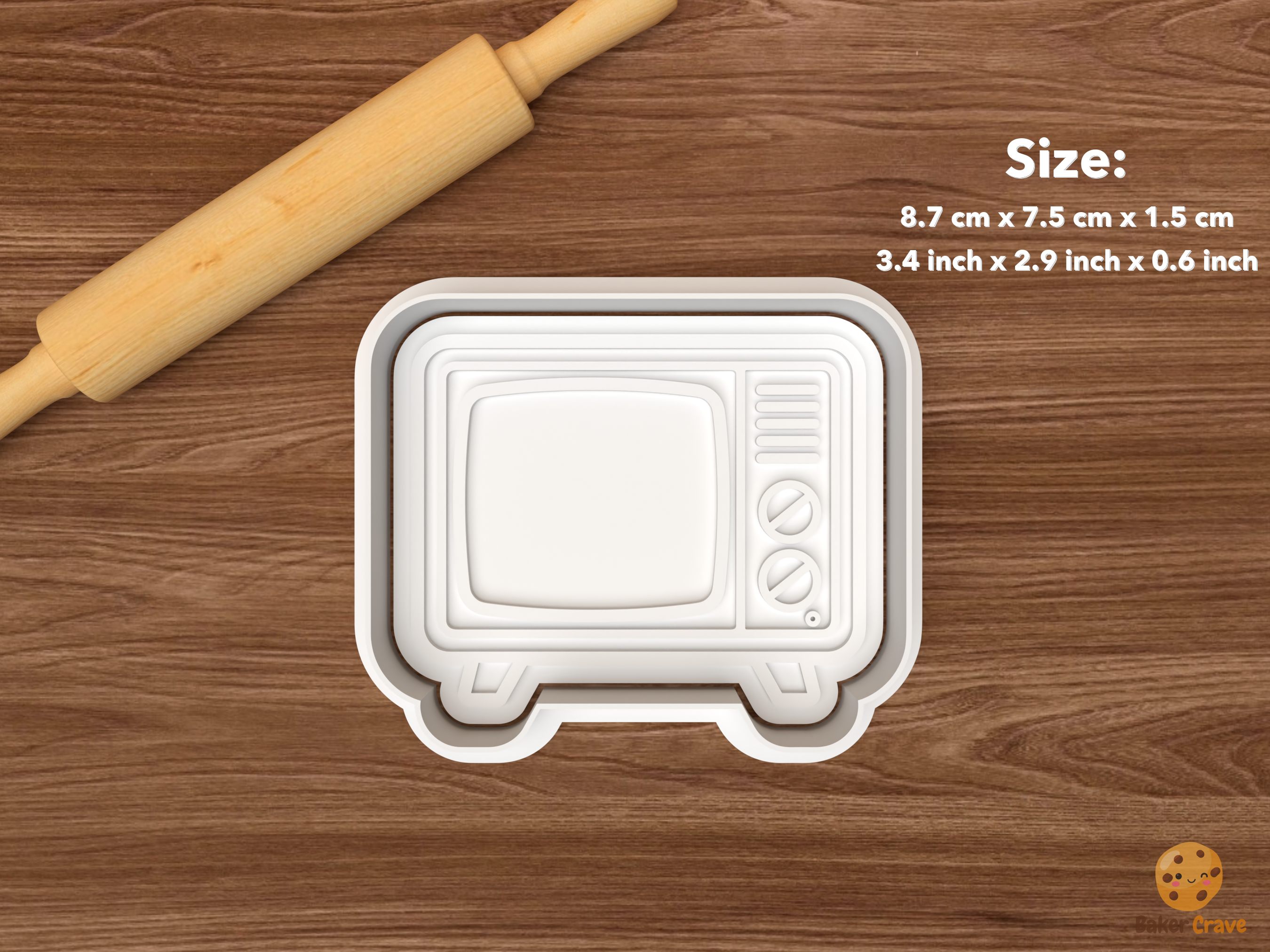 Retro TV Night Cookie Cutter Set STL File - single retro tv
