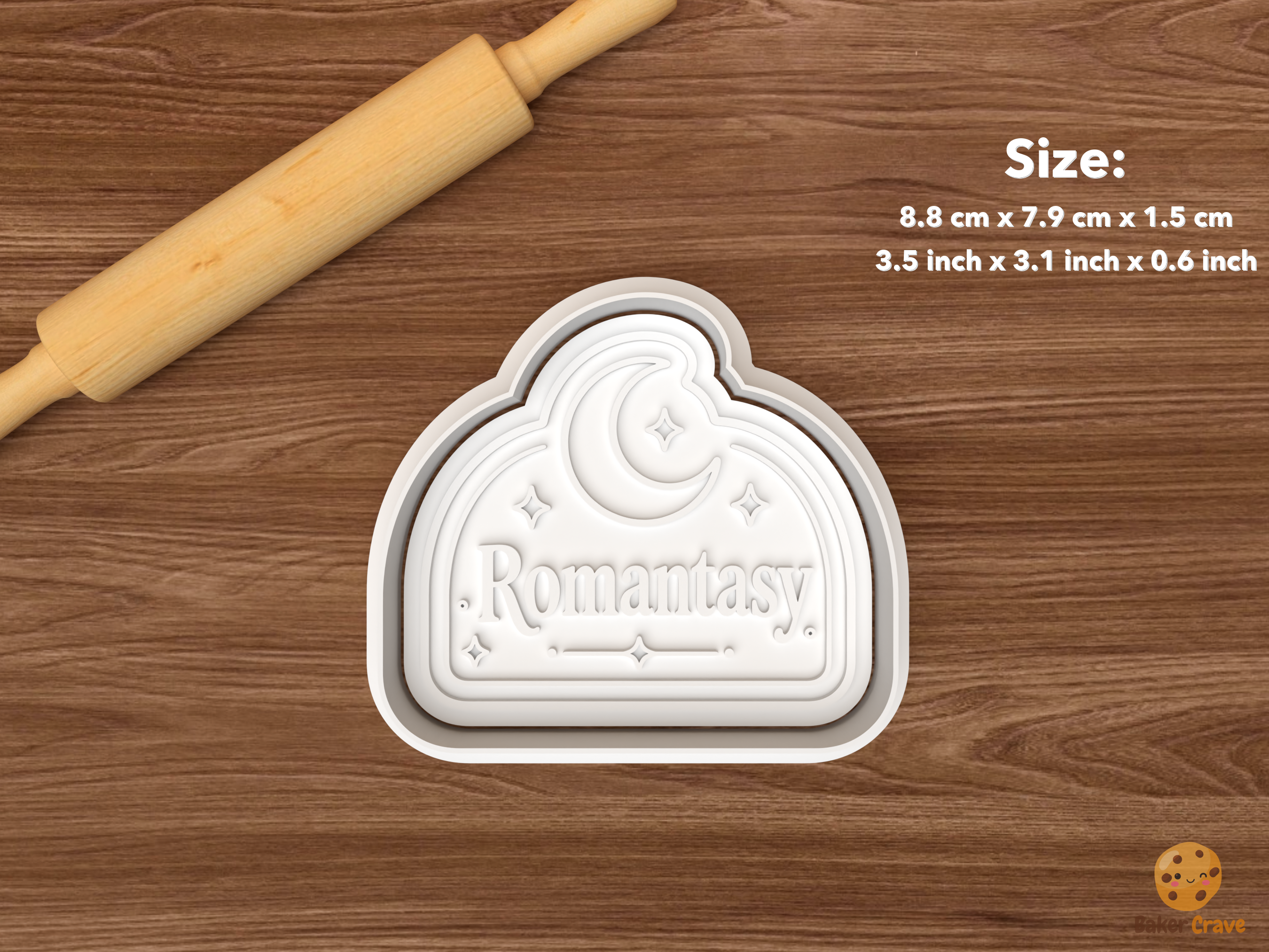 Romantasy Cookie Cutter Set STL File - single romantasy moon plaque