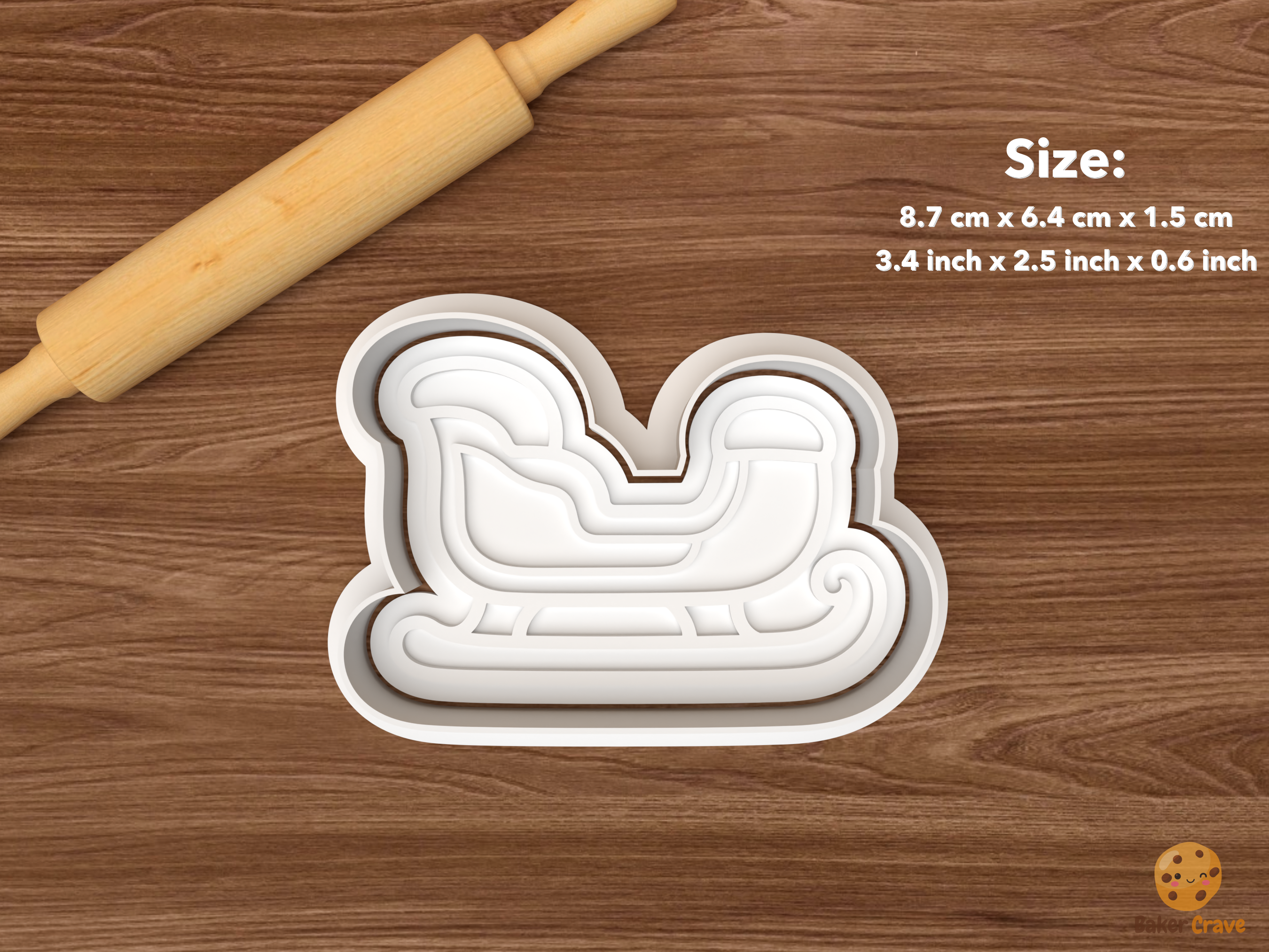 Christmas Sleigh Collection Cookie Cutter Set STL File - single rounded classic sleigh