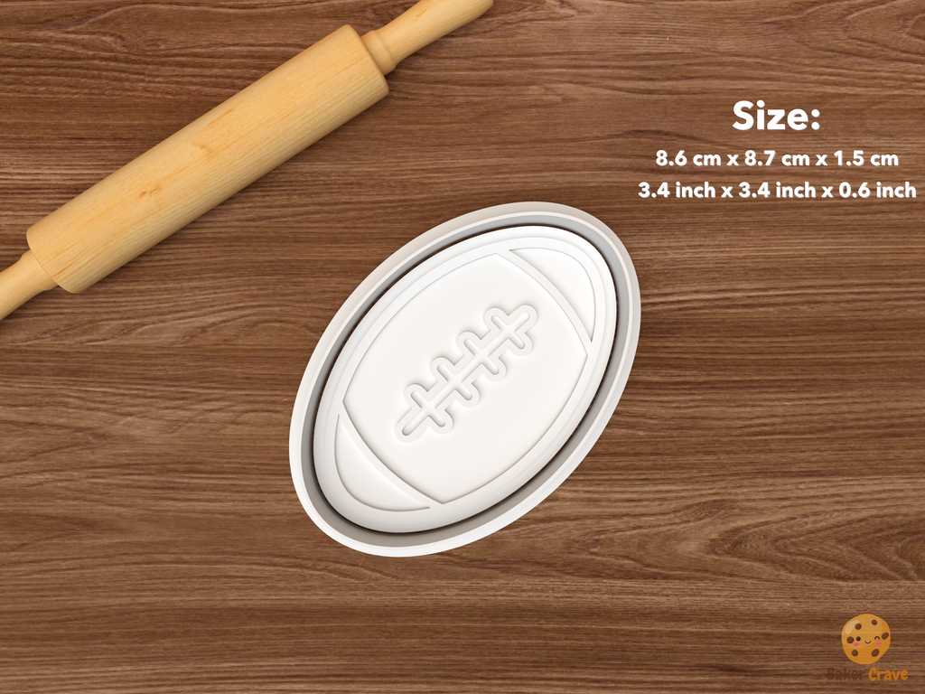 Rugby Cookie Cutter Set STL File - single rugby ball