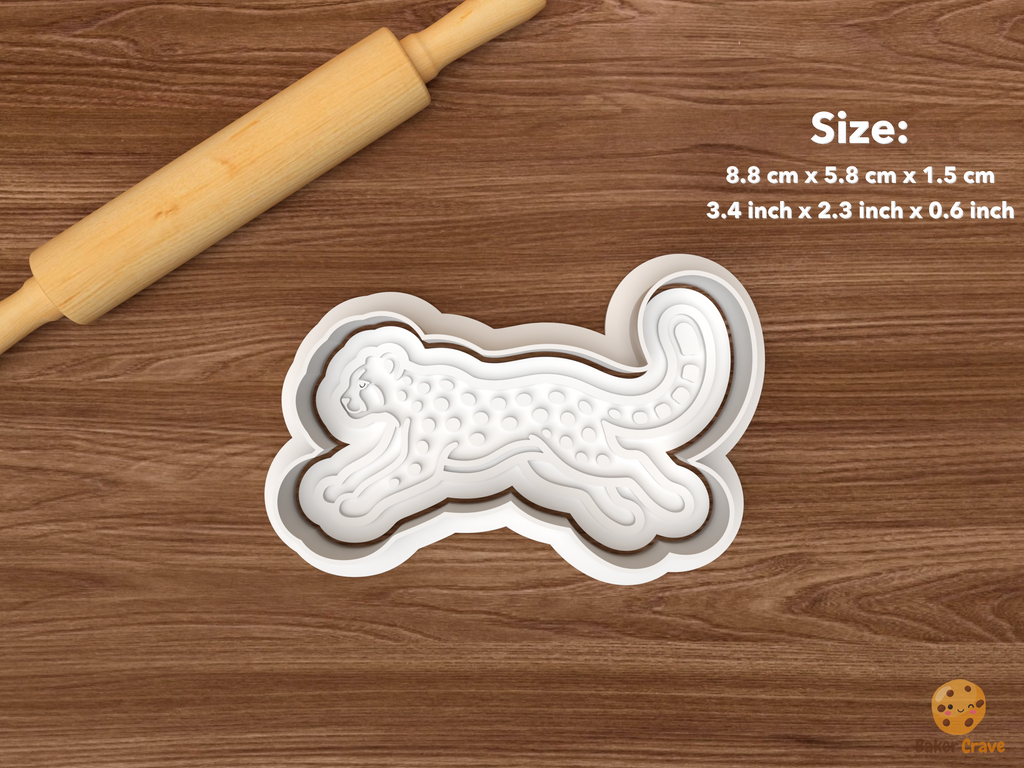 Cheetah Cookie Cutter Set STL File - single running cheetah