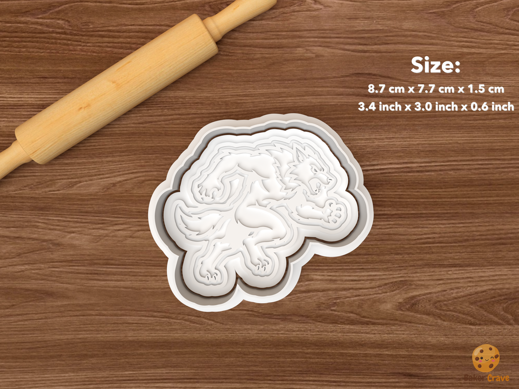 Halloween Werewolf Cookie Cutter Set STL File - single running werewolf