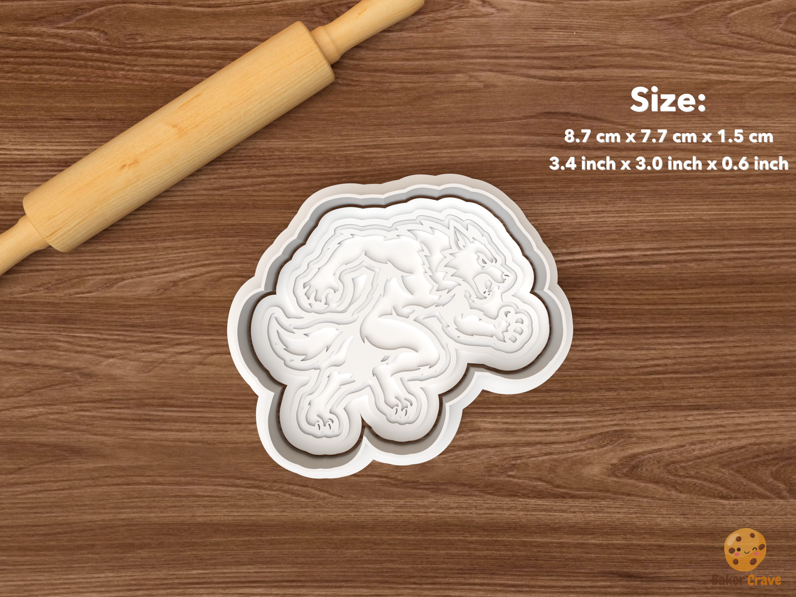 Halloween Werewolf Cookie Cutter Set STL File - single running werewolf