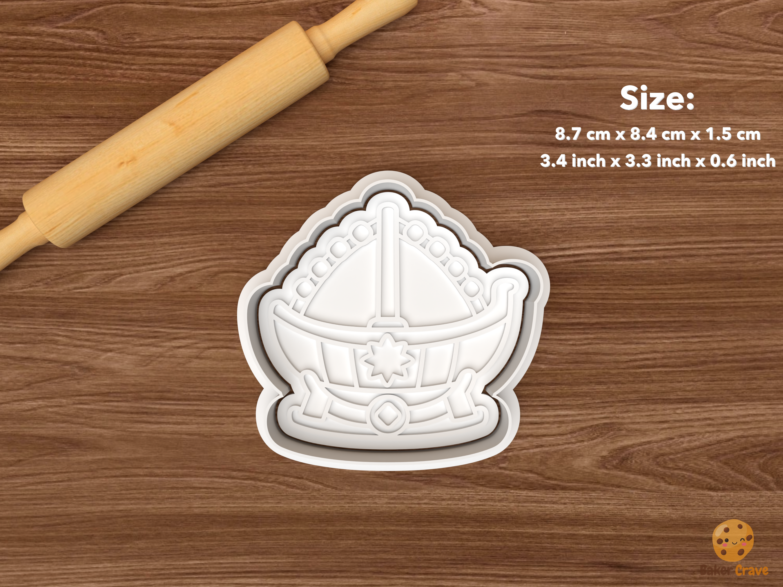 Greek Christmas Boat Cookie Cutter Set STL File - single sail boat with garland lights and star hull