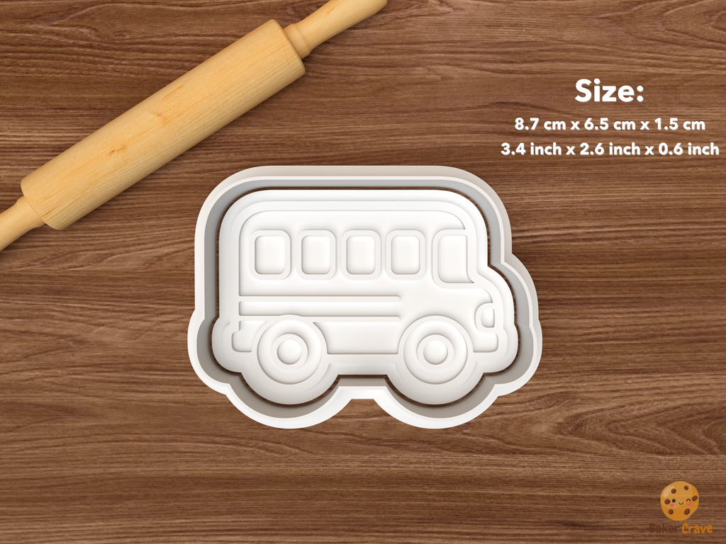 Back to School Cookie Cutter Set STL File - single school bus