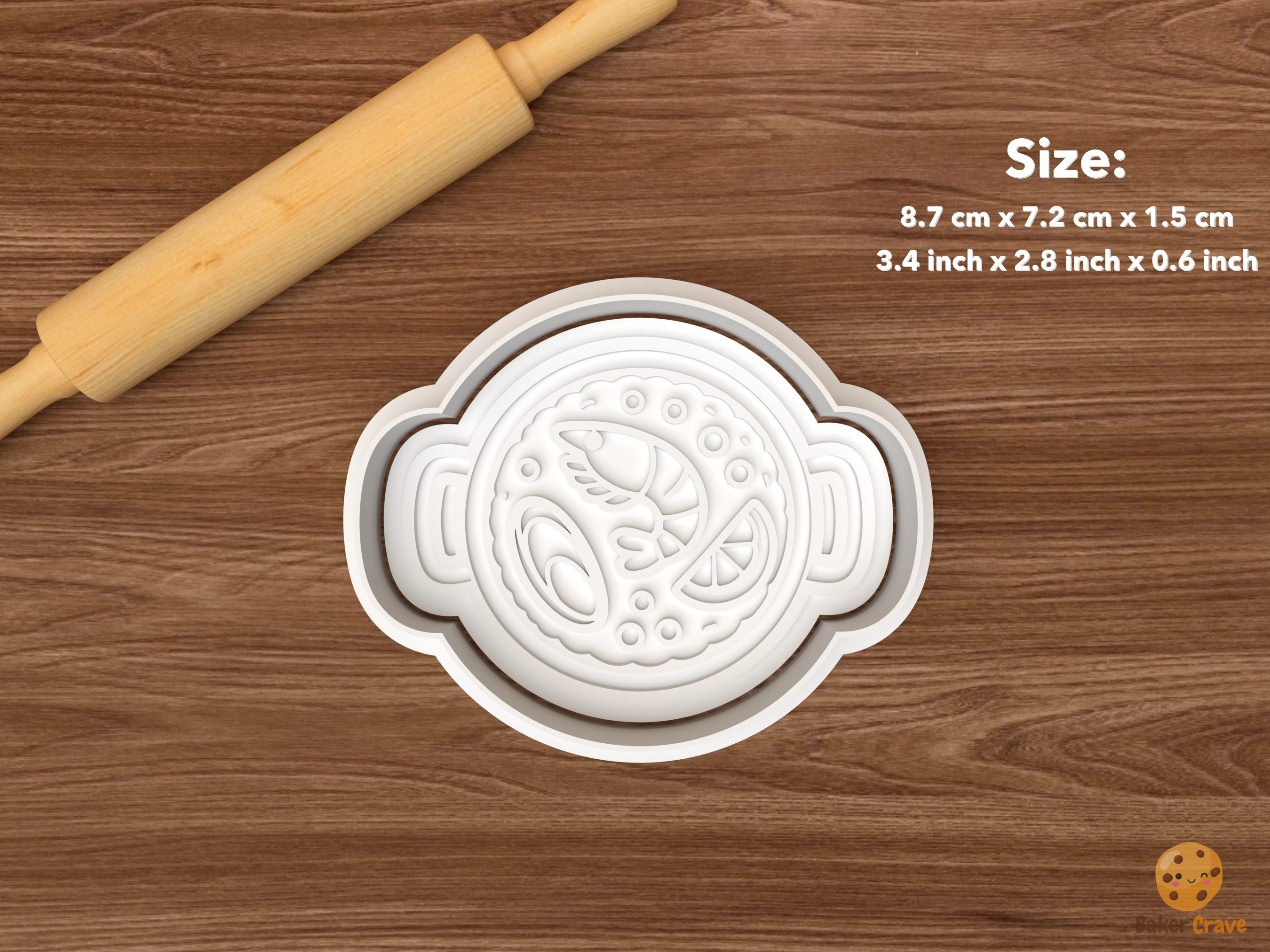 Asian Food Cookie Cutter Set STL File - single seafood hot pot bowl