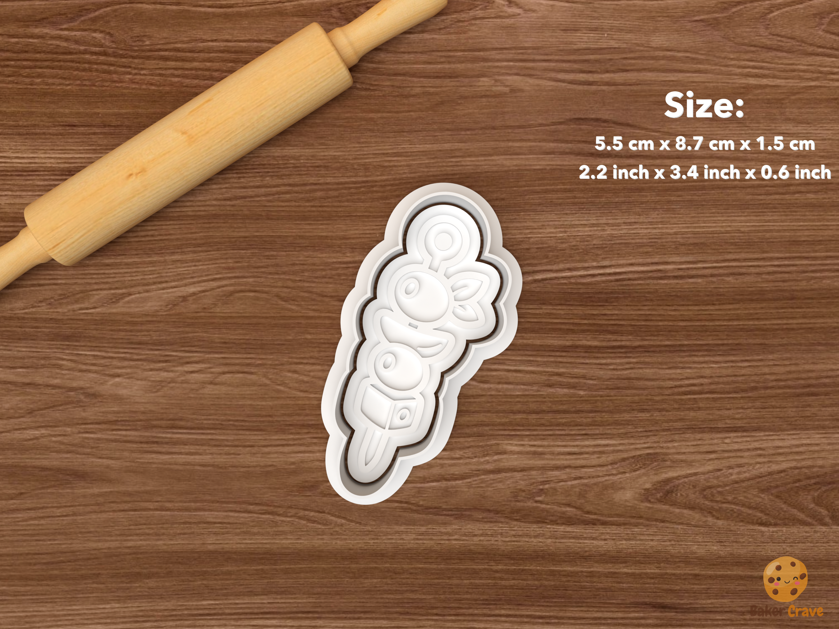Asian Food Cookie Cutter Set STL File - single seafood skewer