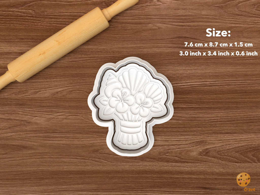Coastal Bride Cookie Cutter Set STL File - single seashell bridal bouquet