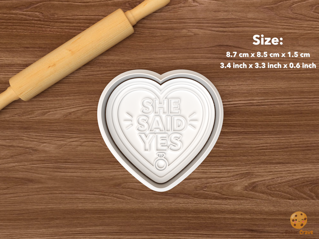 She Said Yes Cookie Cutter Set STL File - single she said yes heart