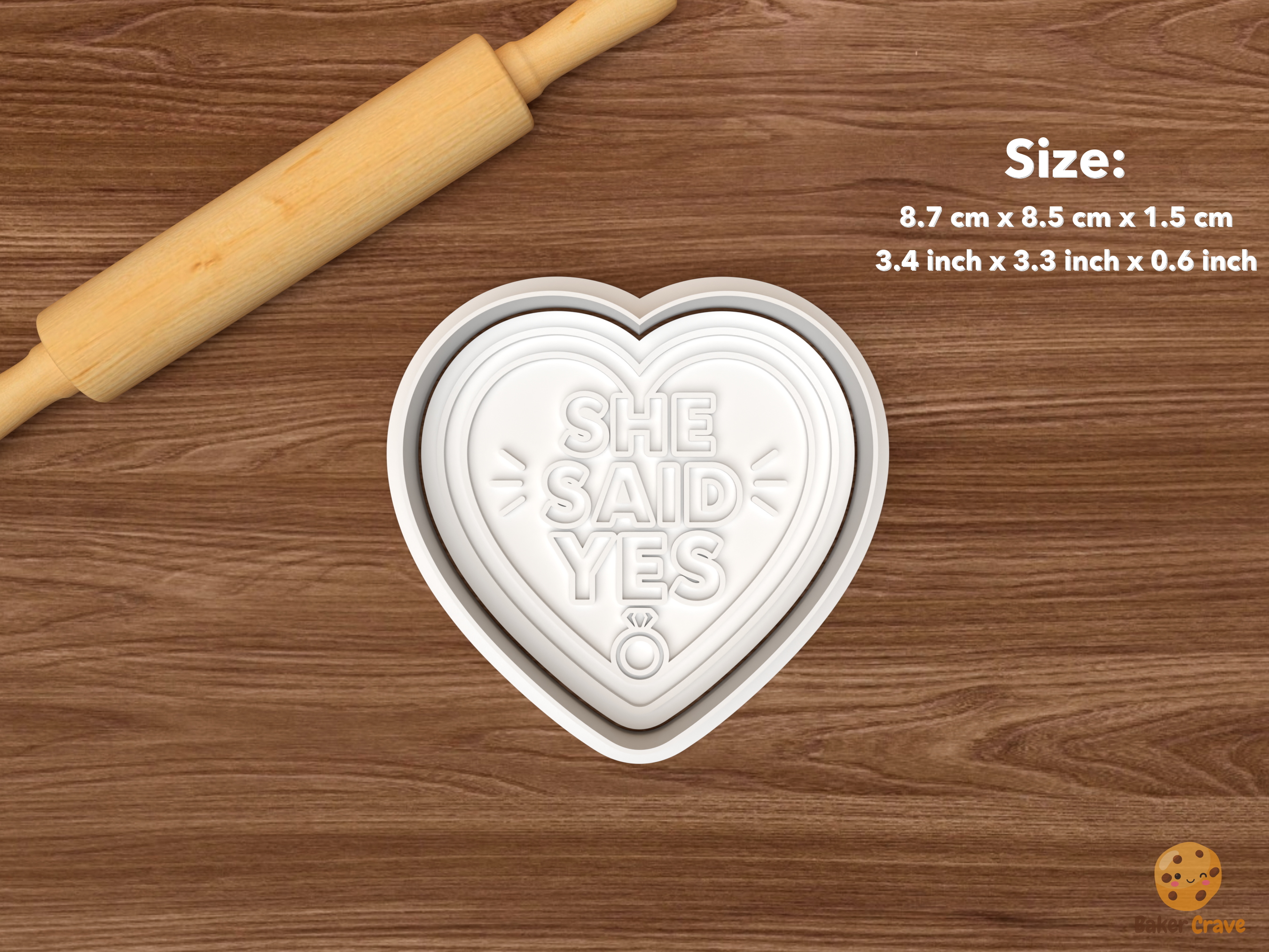She Said Yes Cookie Cutter Set STL File - single she said yes heart