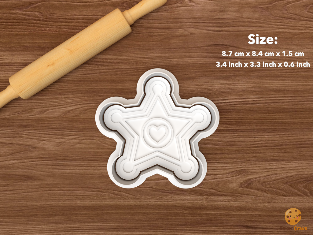 Cowgirl Party Cookie Cutter Set STL File - single sheriff badge